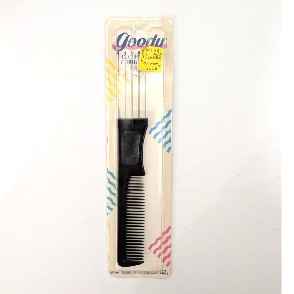 Vtg Goody 1989 Comfort Tip Comb & Lift 7204 BLACK NOS Sealed